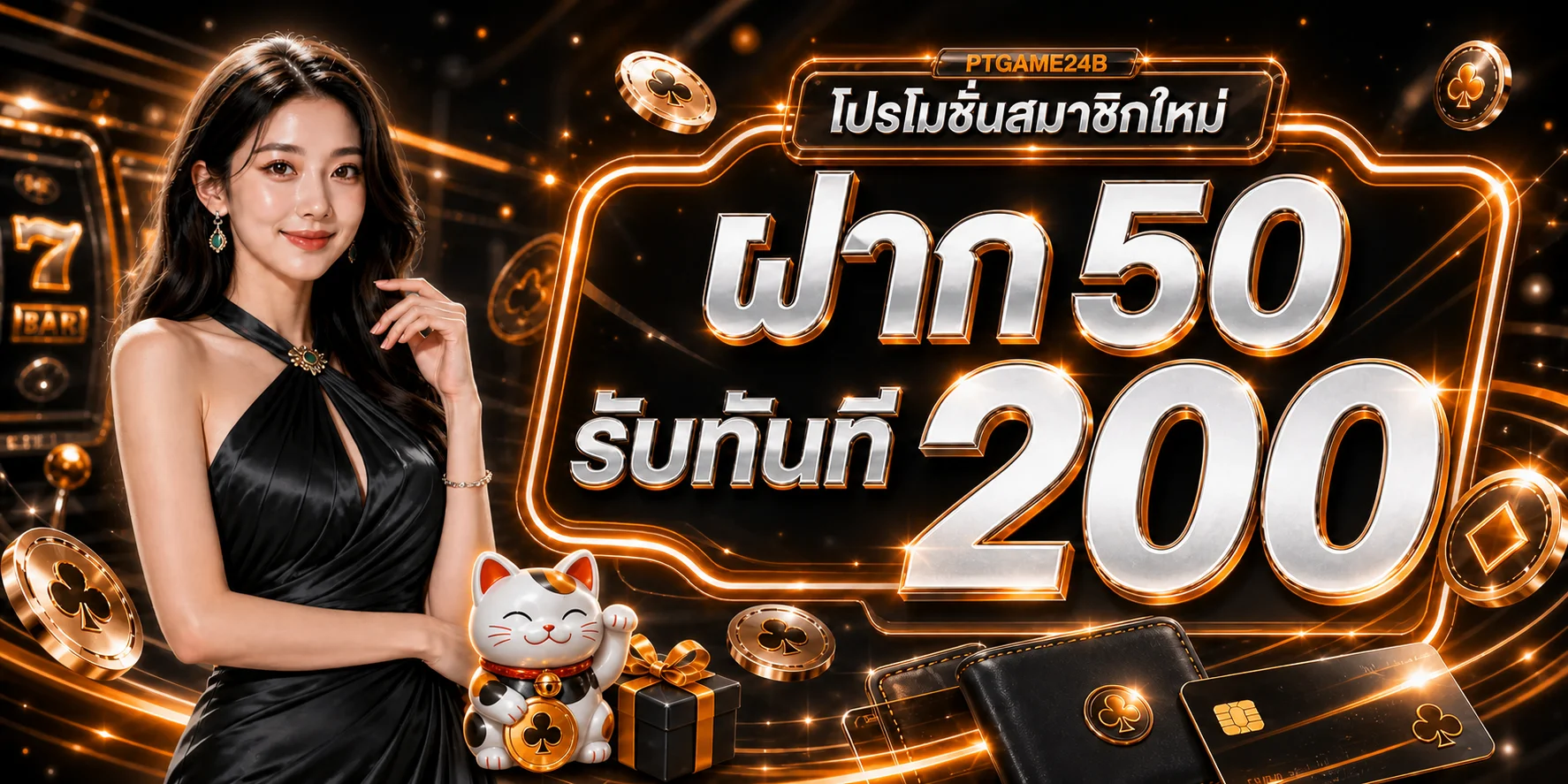 โปรโมชั่นสมาชิกใหม่ PTGAME24B โทนส้มดำ